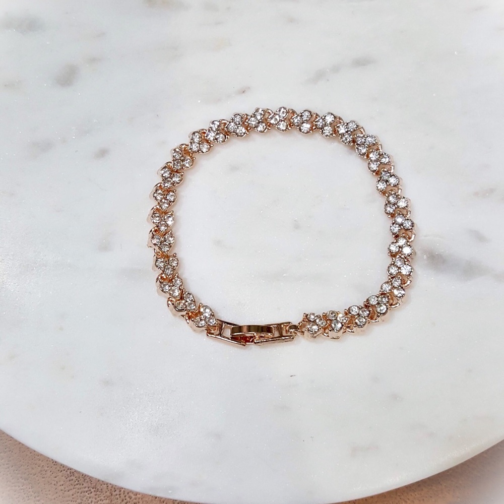 Rose Gold Cubic Zirconia Tennis Bracelet - Picture 2 of 8